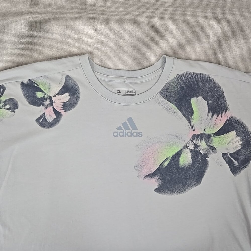Adidas Girl XL Set Cotton Short Sleeve Oversized Shirt Matching Running Short - Picture 3 of 7